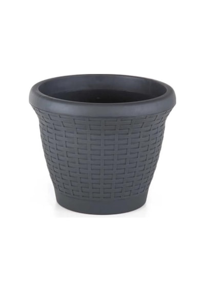 Omnipazar So-hs03 Plastik Hasır Desenli Dekoratif Saksı 10 Litre No 3 Antrasit 116