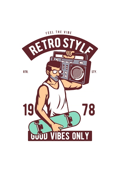 Paybuy Erkek Oversize Grafik Baskılı Tişört Retro Müzik Temalı Pozitif M Beyaz