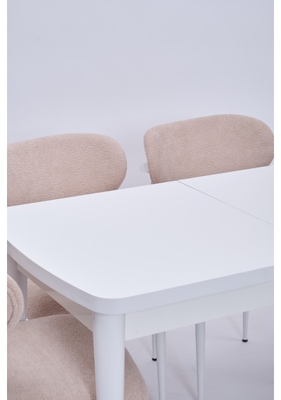 Nehir Polo Lak Panel Açılır Mutfak Masa Takımı 75x130cm beyaz