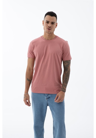 Erkek Pamuklu Kumaş Regular Fit Kesim Bisiklet Yaka T-shirt