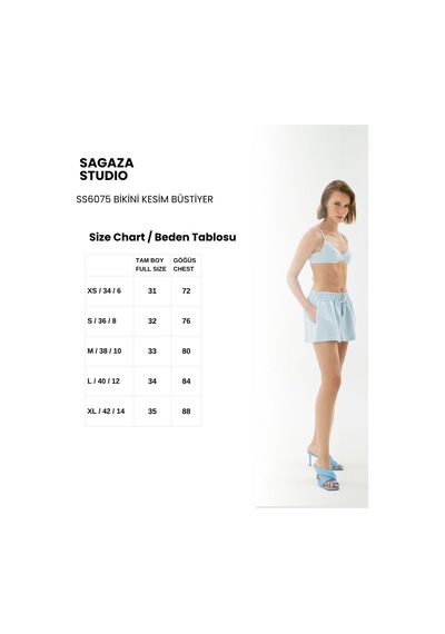Sagaza Studio Ss6075 Lastikli Keten Büstiyer Mavi