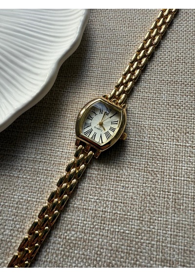 Retro Minimal Metal Kordon Vintage Kadın Kol Saati İçi Beyaz Altın 06362556