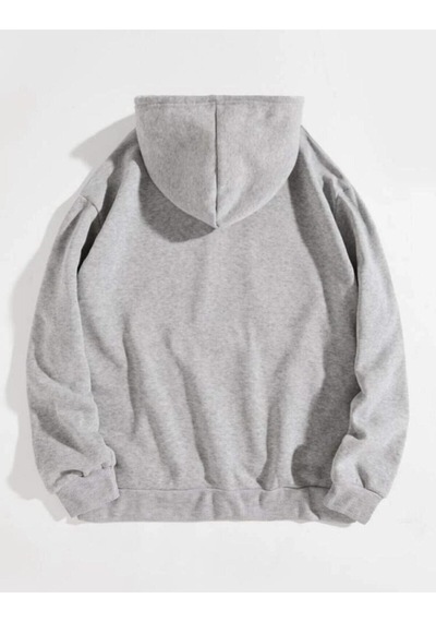 Oversize Colorado Baskılı Gri Kapüşonlu Sweatshirt. Gri