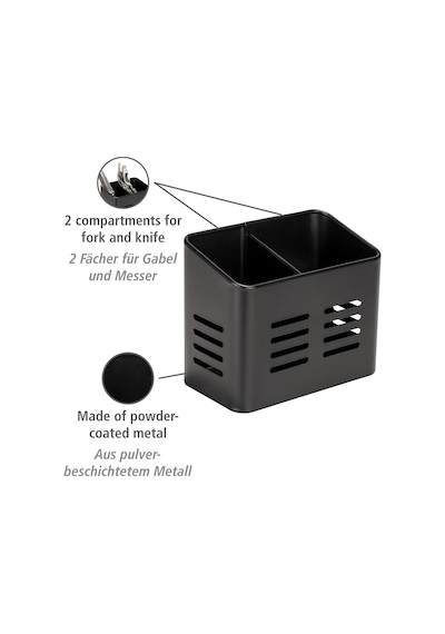 Baco Çatal Bıçak Sepeti, Siyah Açık Hava Mutfak Sepeti, Çatal Bıçak Takımı İçin Siyah Toz Kaplamalı Metalden Yapılmıştır, 16 X 13,5 X 9 Cm Çok Renkli