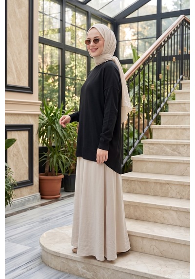 Nuss Basic Triko Rayon Tunik 902 Siyah