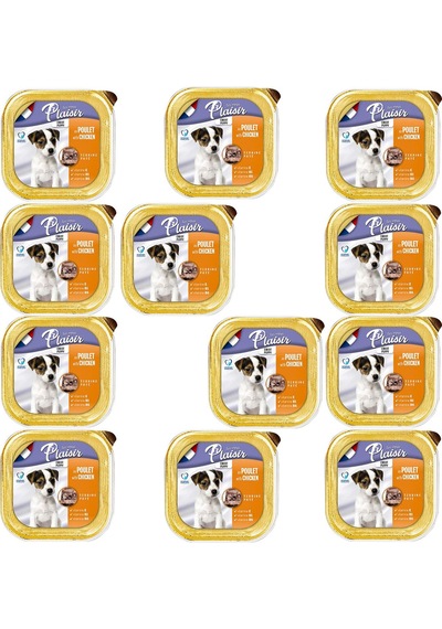 Plaisir Tavuklu ve Etli Pate Konserve Yavru Köpek Maması 12 x 150 G