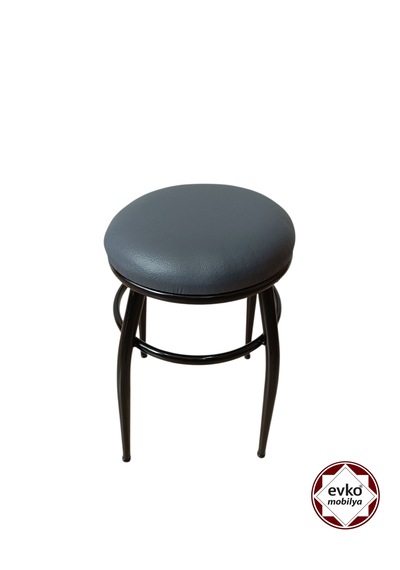 Evko Mobilya Tabure, Bar Taburesi, 2 Adet Tabure, Puf, Bench, Metal Ayaklı Tabure, İç Içe Geçebilen Tabure, Mutfak Balkon Bahçe Taburesi Siyah Gri