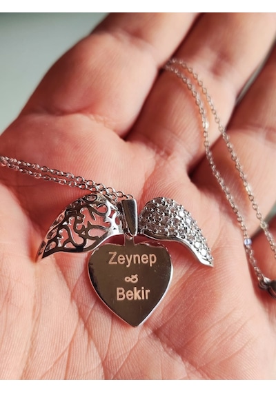 Kaliteli Çelik Kalpli Kolye Kişiye Özel İsim Saklı Kalp