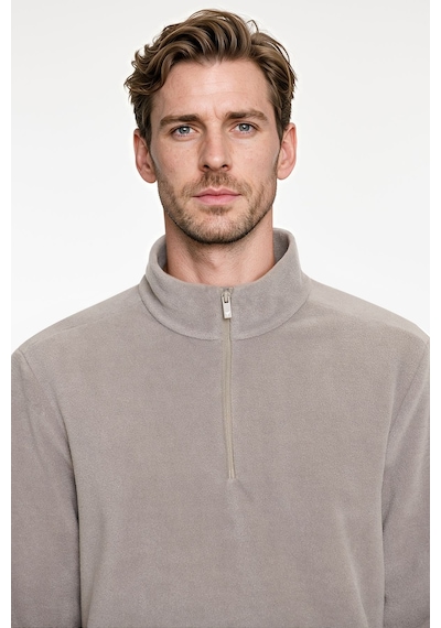Ac&Co / Altınyıldız Classics Erkek Vızon Anti-pilling Tüylenme Yapmayan Standart Fit Dik Yaka Polar Sweatshirt Vizon