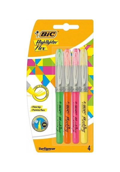 Highliter Flex 4'lü Fosforlu Kalem Çok Renkli