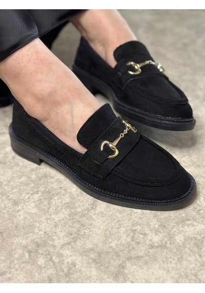 Günlük Kadın Siyah Loafer Klasik Desenli Taban Tokalı Oval Burunlu Makosen Ayakkabı 120 Siyah Süet Altın Günlük Kadın Siyah Loafer Klasik Desenli Taban Tokalı Oval Burunlu Makosen Ayakkabı 120 Siyah Süet Altın