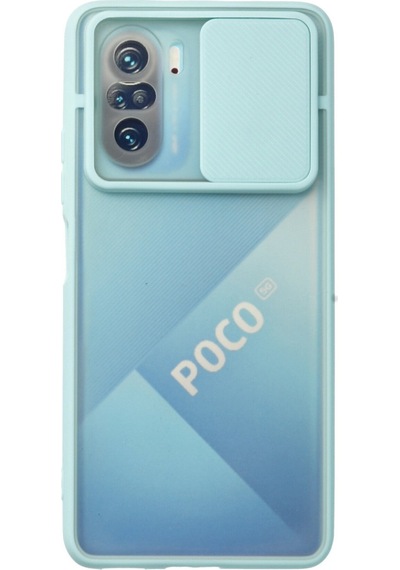 Newface Xiaomi Poco F3 Kılıf Palm Buzlu Kamera Sürgülü Silikon - Turkuaz Turkuaz