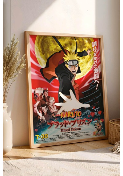 Naruto Blood Prison Film Afişi Çerçeveli Tablo - Lüks Koleksiyonluk Anime Sinema Posteri Dekoru Kayın