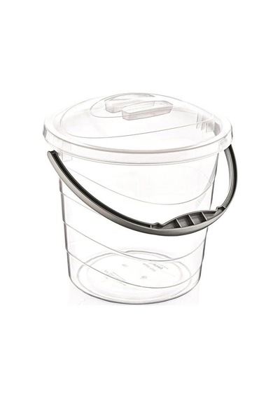 Poly Time 15 Litre Kapaklı Ölçekli Şeffaf Su Kovası - Abs Plastik - Saplı Çok Renkli