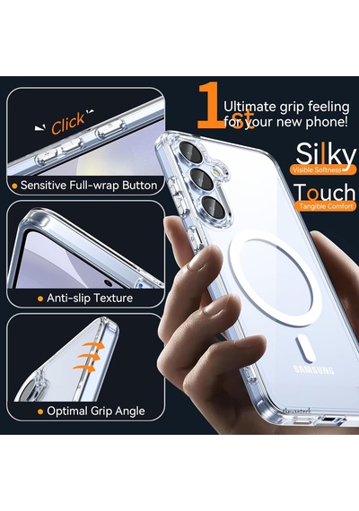 Samsung Galaxy S25 Uyumlu Kılıf Şeffaf Magsafe Sert Silikon