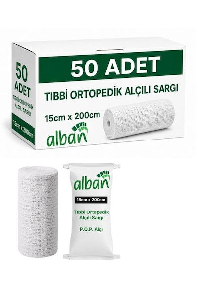 Alçılı Sargı Bezi 15 Cm X 2 M Ortopedik Medikal Alçı Bandaj Pop Toptan Koli 50 Adet Plaster Of Paris