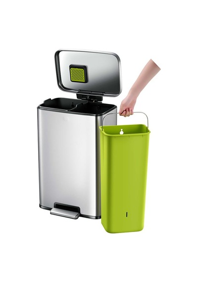 25l+20l Eko Paslanmaz Çelik Pedallı Atık Kutusu Ek9361mmt