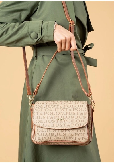 Just Polo Kum Taba 2 Bölmeli Omuz Çantası Monogram 2197mh Kum - Taba 83672192