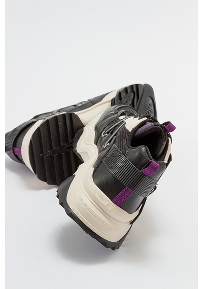 Luvishoes Leona Siyah Mor Kadın Spor Sneakers Mor - Siyah