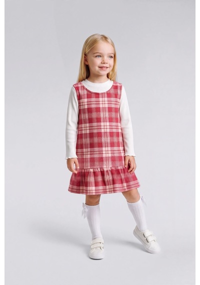 Defacto Pötikareli Fırfırlı Askılı Twill 2li Elbise Kız Bebek I8737a526aupn632 Pembe-pn632