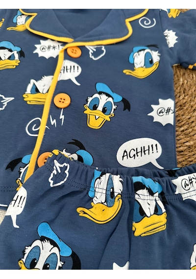 Tuembaby Dadft Duck Baskılı Erkek Bebek Kısa Kollu Şortlu Pijama Takımı Ölçüleri Açıklamada Lacivert