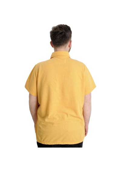 Mode Xl Büyük Beden Erkek T-Shirt Polo Cepli Golf Waffle 23320 Hardal 001