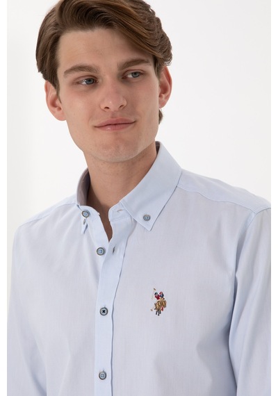 U.S. Polo Assn. U.s. Polo Assn. Dokuma Uzun Kol Regular Gömlek 2083079 Açık Mavi