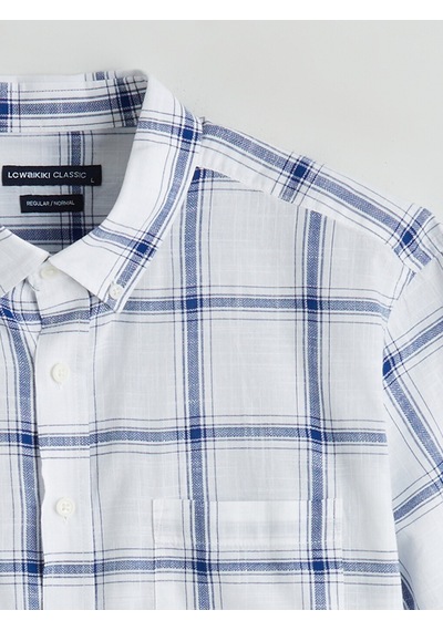 Lcwaıkıkı Classic Beyaz Regular Fit Kareli Erkek Gömlek