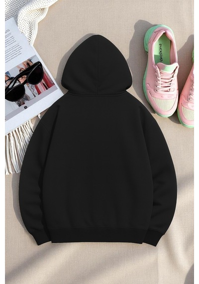 Uyguntarz Unisex Kalp Lolipop Detayli Baskılı Oversize Sweatshirt siyah