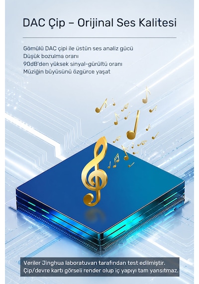 Type-c - 3.5mm Aux Ses Kablosu 1 Metre, Dac Çipli Dijital Audio Dönüştürücü, Telefon Araç Hoparlör Uyumlu, 90db Parazitsiz, Metal Gövde, Kalın Naylon Örgü A557c