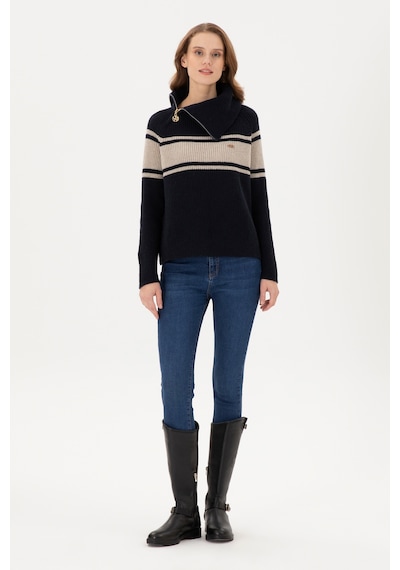 U.S. Polo Assn. Kadın Lacivert V Yaka Kazak 50293133-VR033