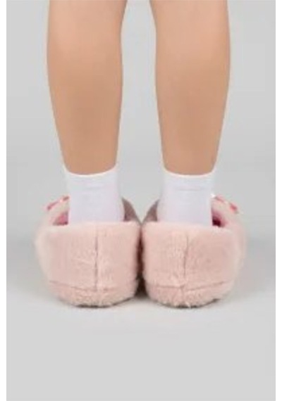Modafocus Kız Çocuk Kedi Figürlü Peluş Panduf - Pembe Pembe