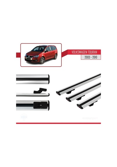 Volkswagen Touran 2003-2010 Arası İle Uyumlu Basic Model Ara Atkı Tavan Barı Gri 3 Adet