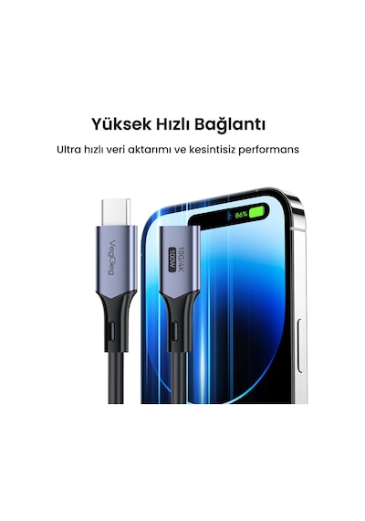 Veggieg Usb 3.2 Gen 2 Type-c Uzatma Kablosu Usb-c 100w 10gbps 4k 60hz 1 Metre
