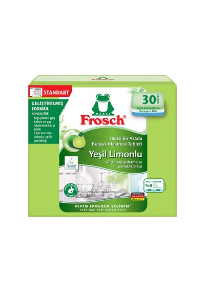 Frosch Yeşil Limon Bulaşık Makinesi Tablet 30'lu - 2 Adet Tarı