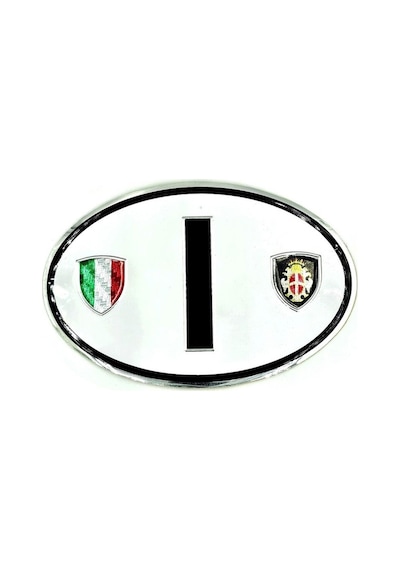 Etiketçilere Özel Armalar Oval Iharf Italy İtalya Bayraklı Beyaz Alüminyum Sticker Arma