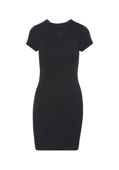 Calvin Klein Kadın Ss Ctn Contour 1x1 Rıb Ss Mini Elbise Siyah Black