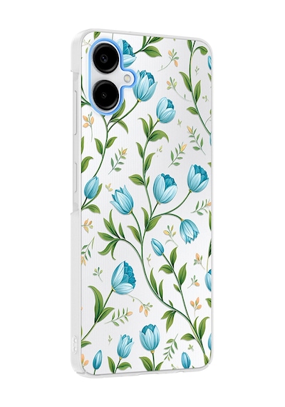 Samsung Galaxy Uyumlu, A06 Kılıf Kamera Korumalı Desenli Zore Klip Kapak - Mavi Lale -