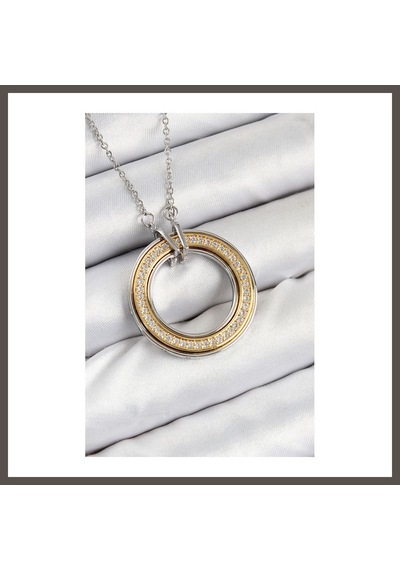 Bezos 316l Çelik Zirkon Taşlı Dönen Daire Model Gold Ve Gümüş Renk Kadın Kolye Nxrlvng