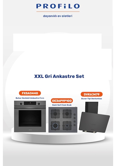 Profilo FXSA344G - OE36P9P10D - DVK6J479 3'lü Gri Ankastre Set