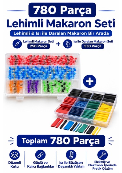Goldenbee 780 Parça Lehimli Makaron Seti Kablo Birleştirici Plastik Çantada Karışık