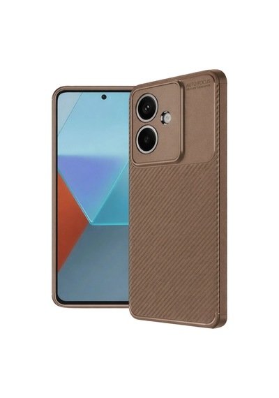 Cosmotex Newface Oppo A3 Kılıf Auto Focus Karbon Kapak - Kahverengi