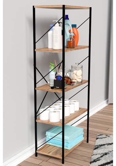 150 Cm Kitaplık Metal Dekoratif Çok Amaçlı Raf Kahverengi 150 Cm Kitaplık Metal Dekoratif Çok Amaçlı Raf Kahverengi