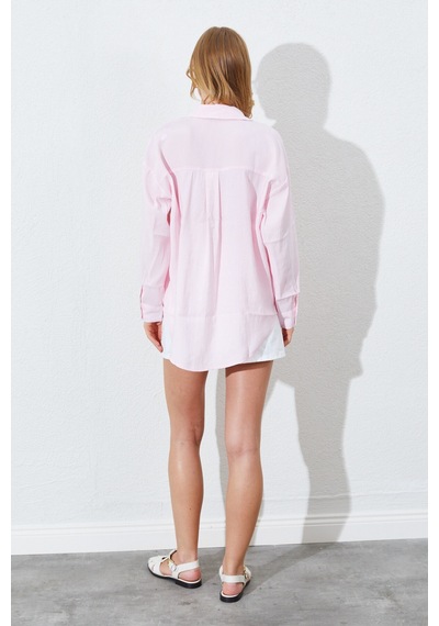 Manche Pudra Modal Soft Dokulu Yumuşak Gizli Pat Detaylı Oversize Kadın Gömlek Mks168262-01 Manche Pudra Modal Soft Dokulu Yumuşak Gizli Pat Detaylı Oversize Kadın Gömlek Mks168262-01