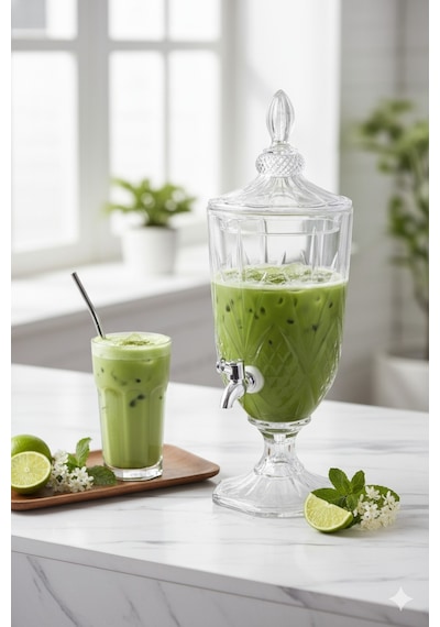 Family Kitchen Trend 3,5 Lt Musluklu Cam Sebil Şerbetlik Parti Damacanası Meşrubatlık
