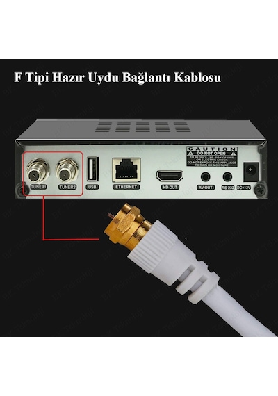 F Konnektörlü 5 Metre RG6/U Coaxial Hazır Uydu Anten Kablosu
