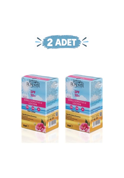 Rosemix - 349 - - Gül Yağlı Güneş Koruyucu Losyon +50 Spf + - 2 Adetlik - Shophnrl - Set Ürün