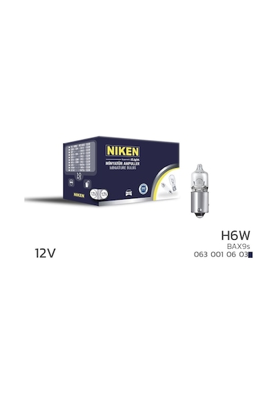 Niken 12v H6w Ampul Bax9s 10 Lu
