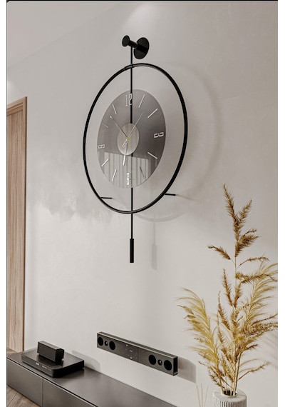 MetaQuartz Aksesuar (Büyük Boy-50*75 cm) - Füme Camlı Luxry - Siyah Metal Saat