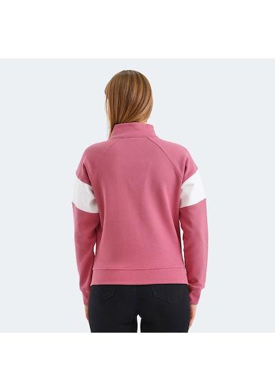 Slazenger VICTORY Kadın Fermuarlı Dik Yaka Cepli Gül Sweatshirt